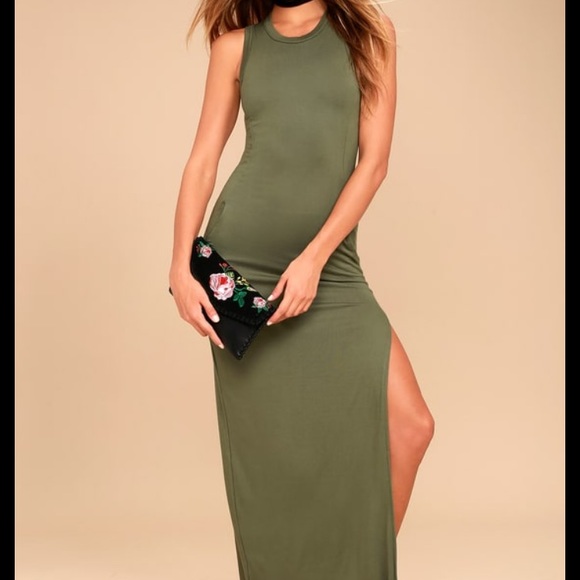 olive green maxi dress